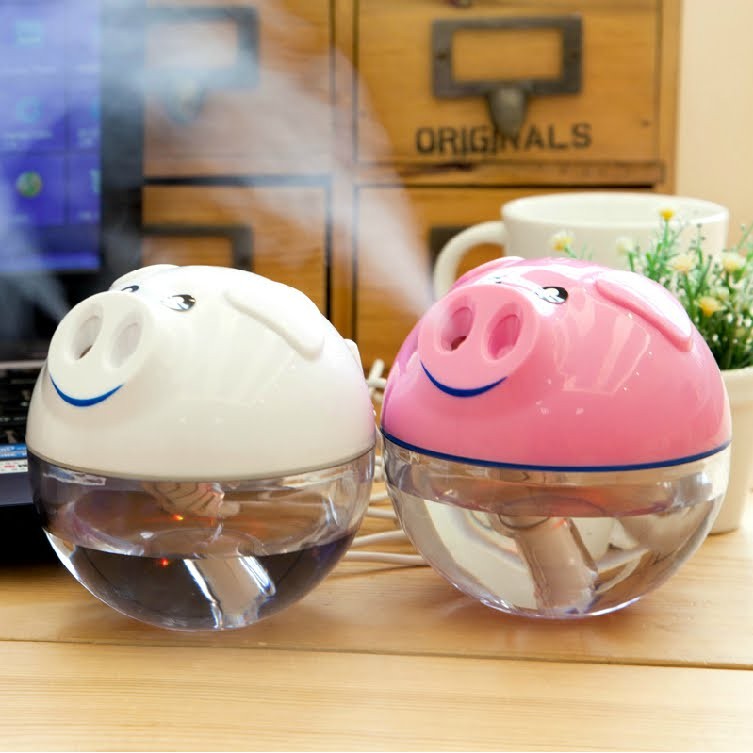 Cute Pig 2W Powered USB Humidifier with Colorful LED Lamp / pelembap udara