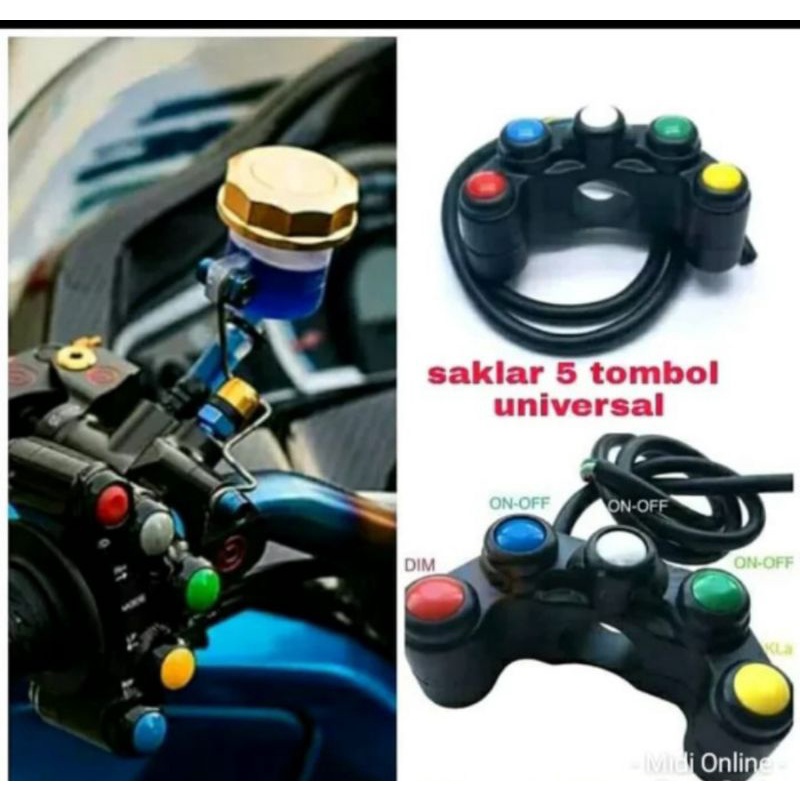 Saklar 5 tombol Universal Domino - saklar stang motor