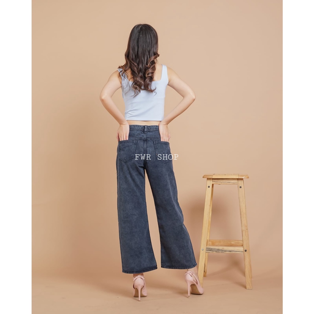 FWR - CELANA KULOT JEANS  RIPPED FURING 11398