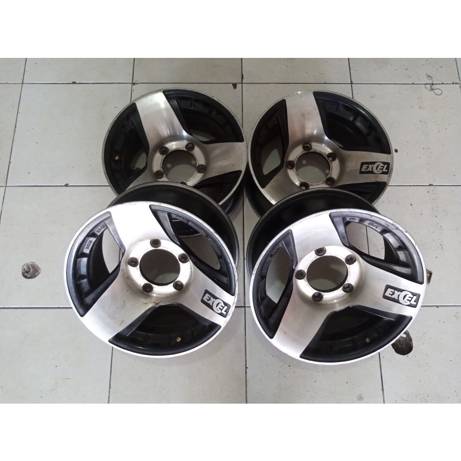 velg mobil bekas ring 15 lubang 5 EXCEL R15X7 5X139 ET-13 untuk jimmy