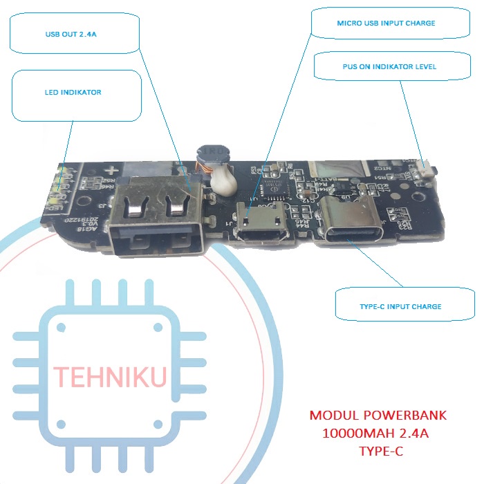 Modul kit powerbank 2 usb out 10000mah RT180