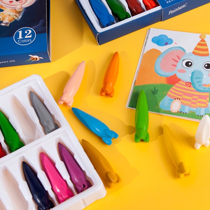 

mg shape plastic crayon washable safety material krayon anak bentuk Lucu bisa dicuci rocket crayon