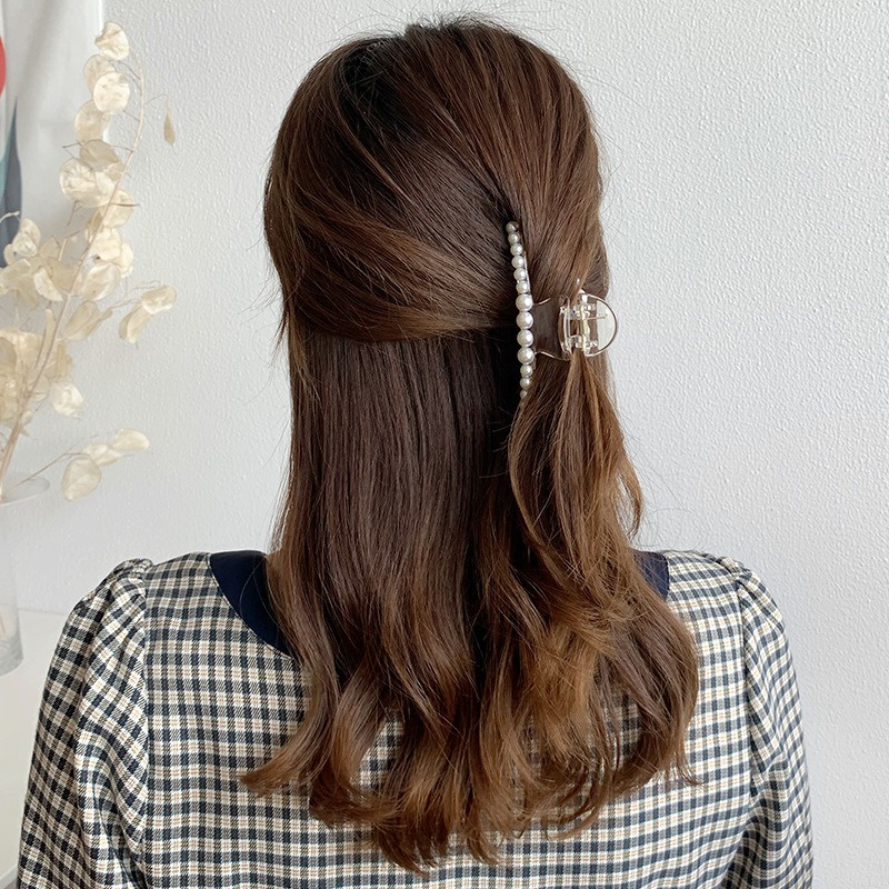 AC008 Jepit Rambut Mutiara Panjang Korea