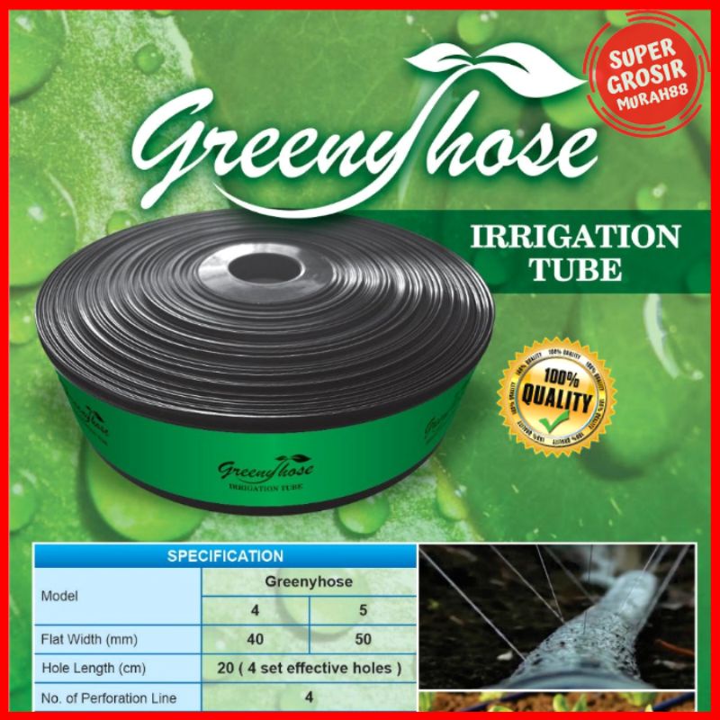 Selang Drip Irigasi Berlubang GrennyHose 4 cm 3/4&quot; 100 meter/Roll Selang Irigasi Kelapa Sawit