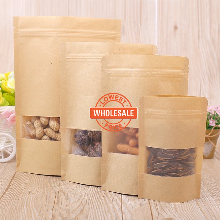 [Harga Grosir]Kantong Segel Ziplock Penyimpanan Makanan / Permen / Kacang / Perhiasan Bahan Kertas Kraft Untuk Travel/Hot Sale