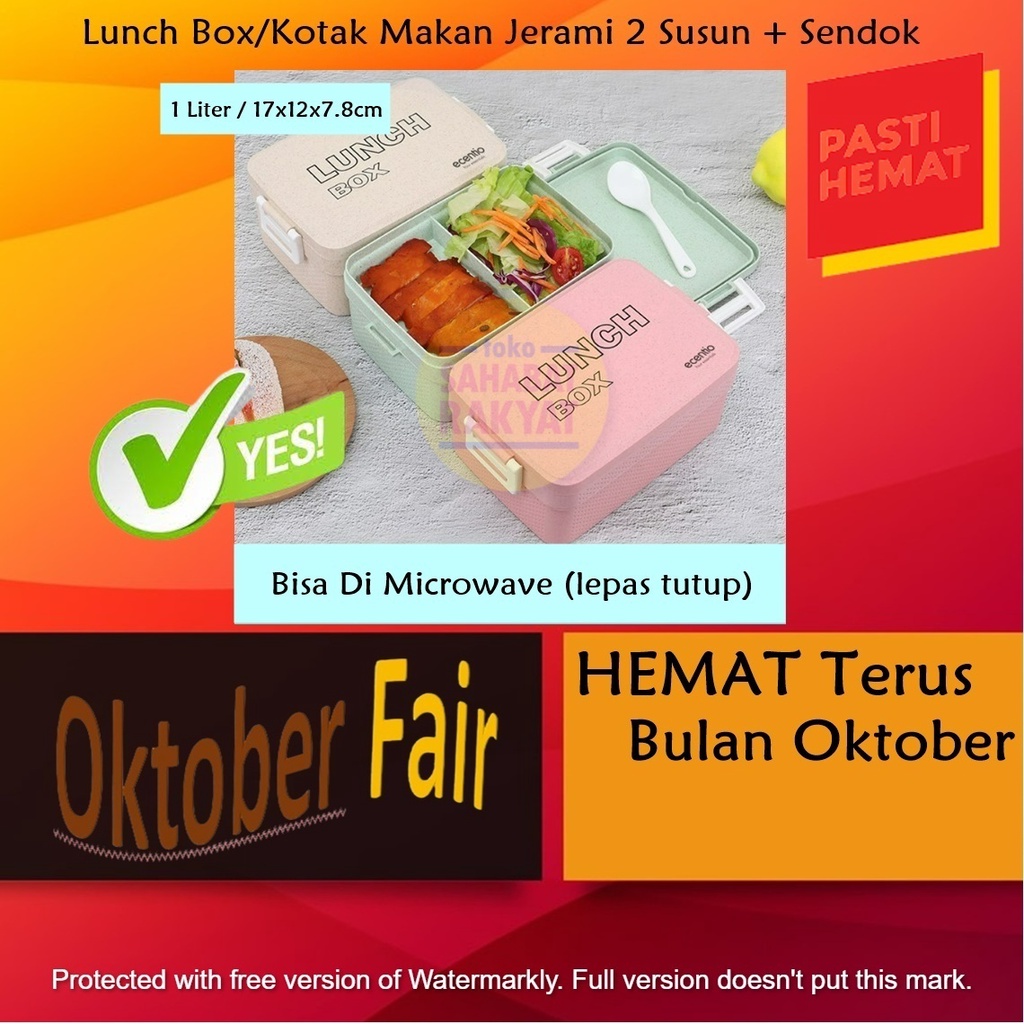 RML880I Lunch Box/Kotak Makan Jerami 2 Susun + Sendok