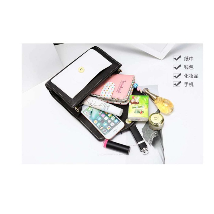 ♥DPS829♥T116 Tas Bahu Selempang Ukuran Kecil Wanita Strap Lebar dengan Resleting untuk Travel