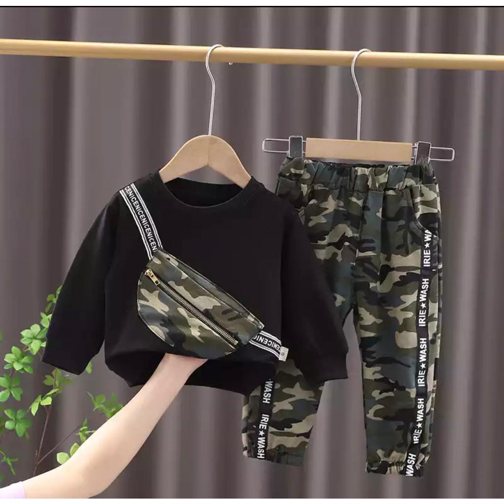 COD/PAKAIAN ANAK LAKI-LAKI/SETELAN TAS ARMY LENGAN PANJANG 1-5 TAHUN