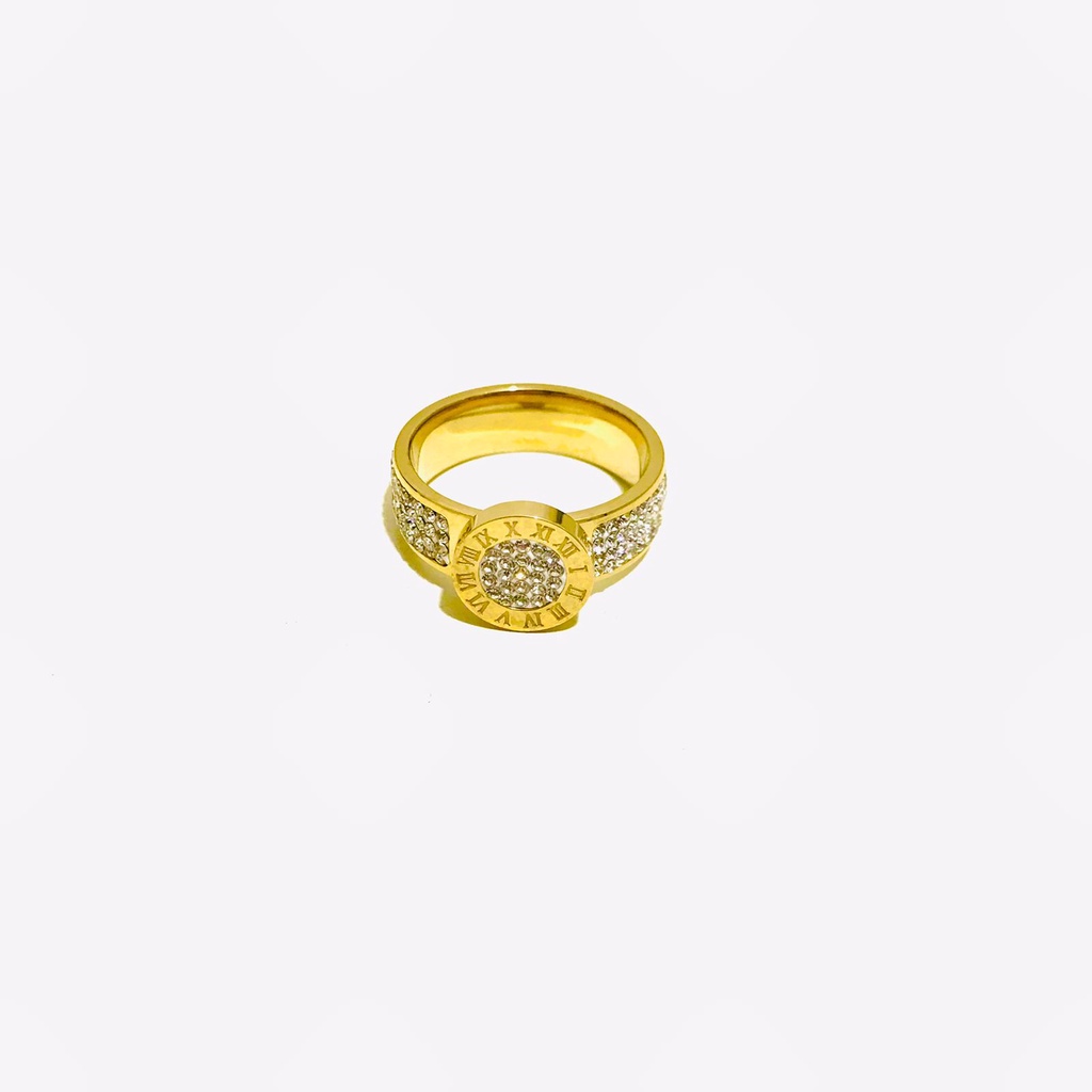 Cincin Titanium Wanita Lapis Emas Anti Karat CT-52