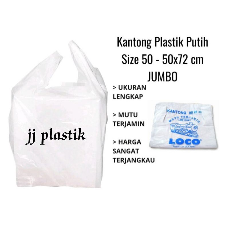 Kantong plastik putih susu HD50 50x72cm tebal kiloan kresrk jumbo