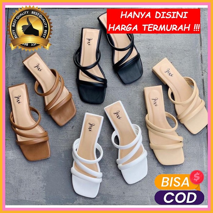 Amallia New Sandal Heels Wanita Hak Kaca 3Cm Mika Silang Bening Pc17 Sandal Kekinian Murah Terbaru A