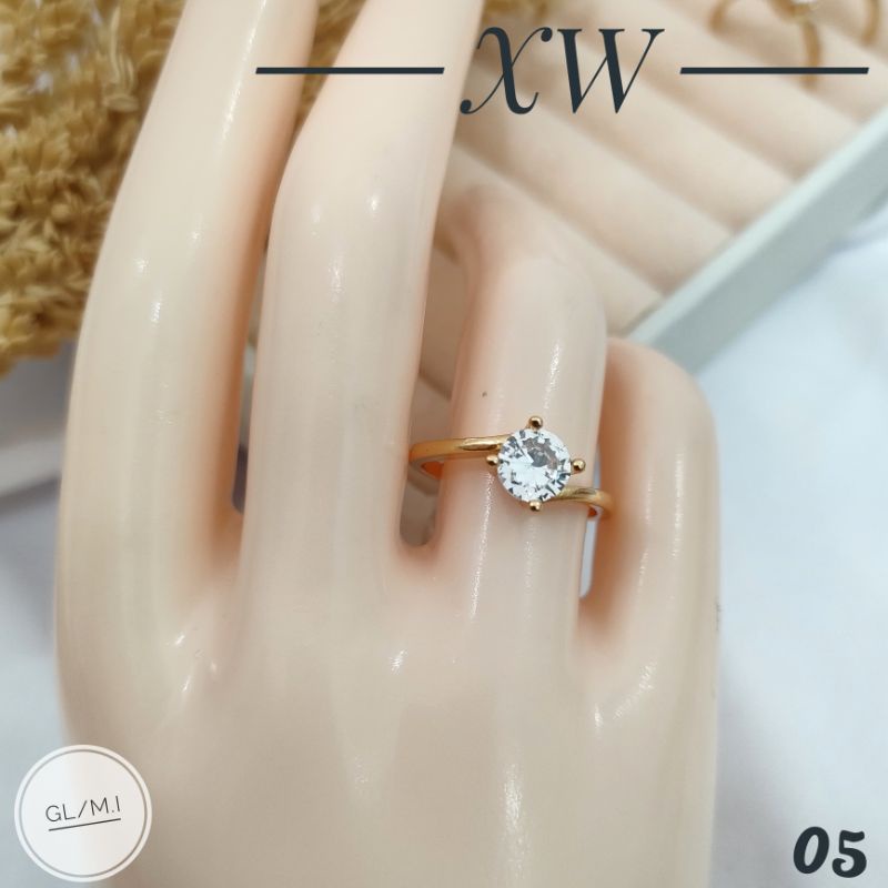 Cincin Yaxiya Mata Zircon Satu warna Gold C03083