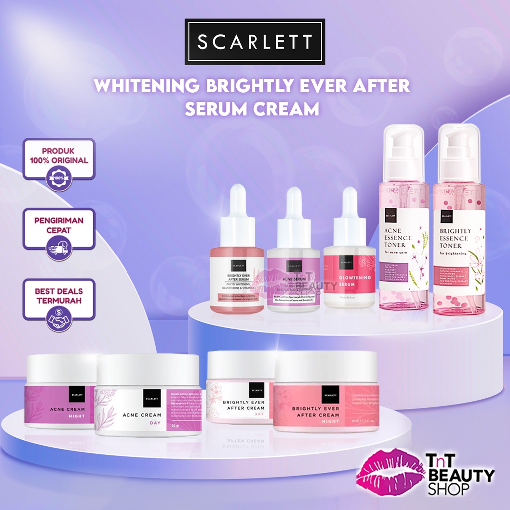 Scarlett Whitening Acne Serum Cream | Scarlet Whitening Brightly Ever After Serum Krem Wajah  | TnT Beauty Shop