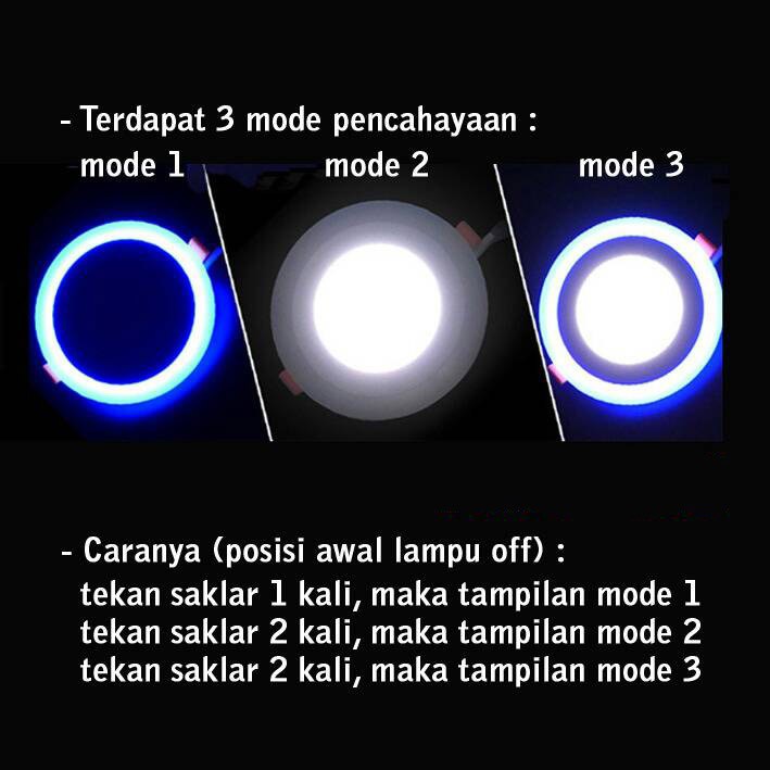 Panel LED KOTAK Ceilling Dua cahaya : ( 6W Putih + 3W Biru ) / INBOW