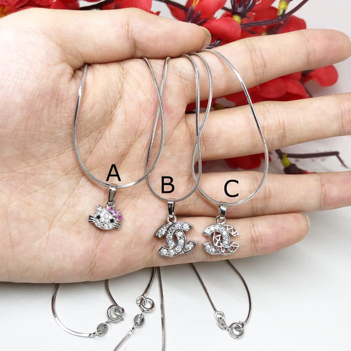 jbr785 Kalung Silver Xuping Lapis Emas Batu Putih - BN168