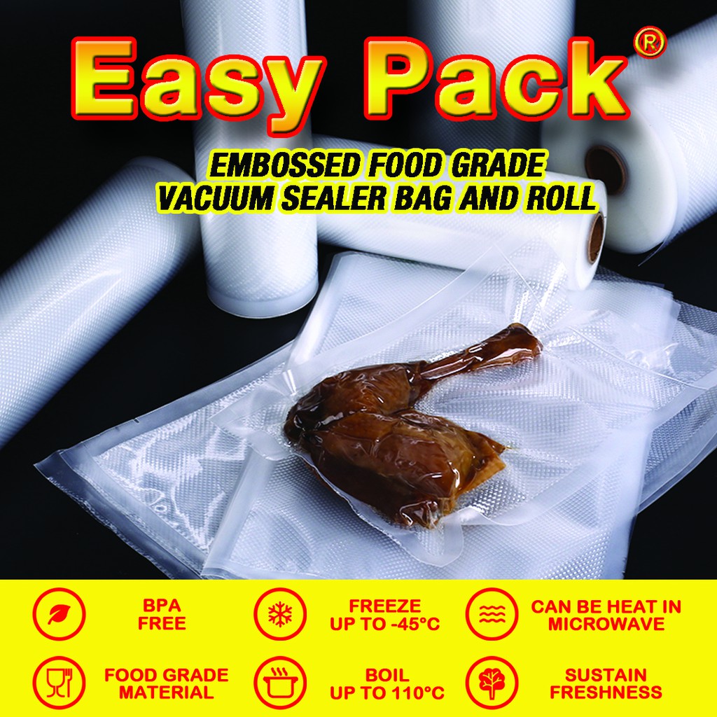 25x30 PLASTIC VACUUM EMBOSSED PLASTIK VAKUM EMBOSS BAG EASY PACK 430 MICRON Vacum Embos Sealer