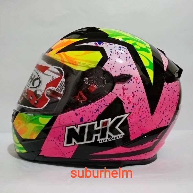 HELM  NHK  RX9   KAREL WINTER   BLACK  PINK  FLAT VISOR  FULL FACE  DOUBLE VISOR  ORI