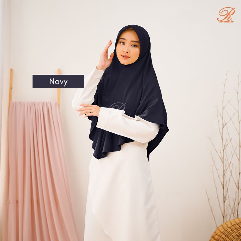 PROMO Kerudung Rivantie claudia M / kerudung instan / Jersey creb-NAVY