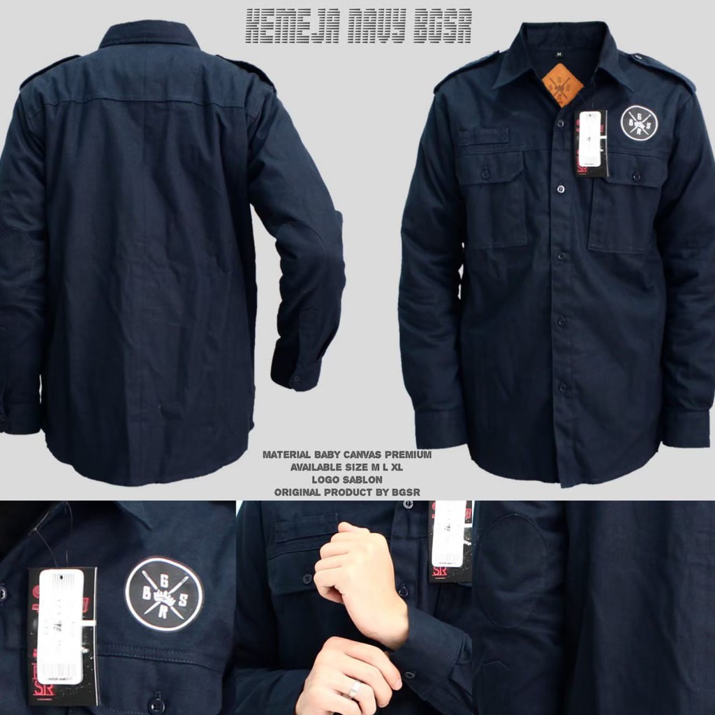 KEMEJA LENGAN PANJANG PRIA KASUAL - KEMEJA TRUCKER B.G.S.R (M/L/XL) - JAKET SEMI PARKA BGSR