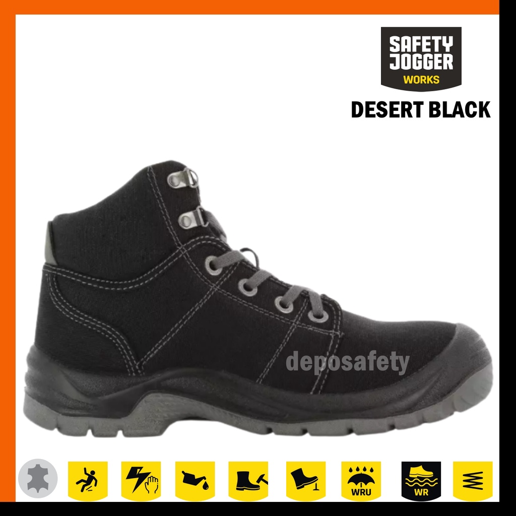 Sepatu Safety Jogger Desert Hitam S1P Original 100% - Safety Shoes Jogger Desert Black S1P