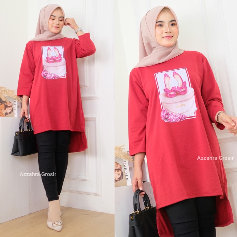 Gift Tunik - Tunik Jumbo Babyterry Spandex Print DTS LD110 Oversize Tangan 7/8 / 366-6933