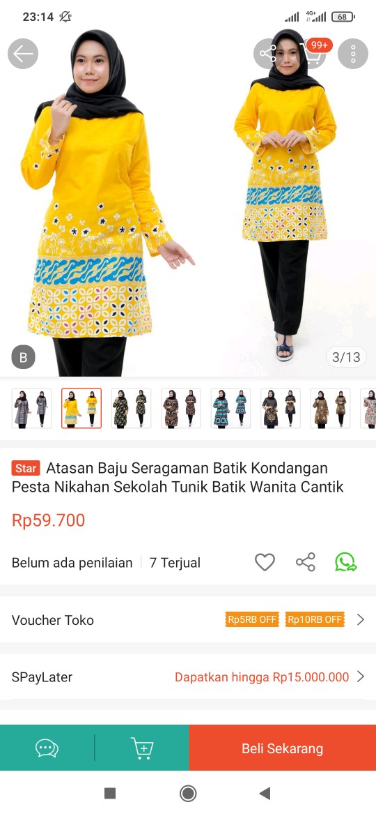 Atasan Baju Seragaman Batik Kondangan Pesta Nikahan Sekolah Tunik Batik Wanita Cantik Katun Premium