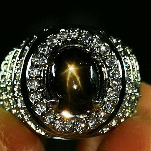 Batu Cincin NATURAL STAR BLACK SAPPHIRE BANGSING