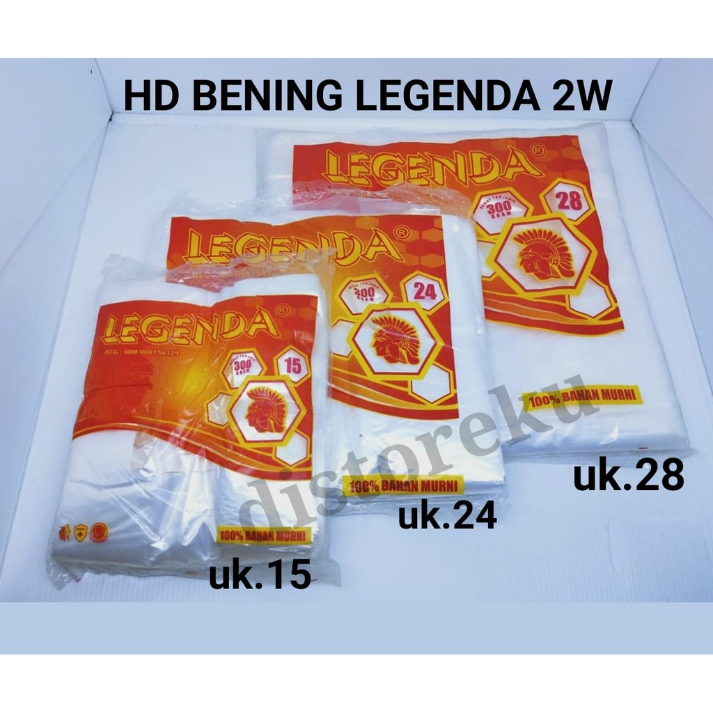 uk 28 kantong Plastik Kresek HD Bening LEGENDA 2W 300Gram BESAR