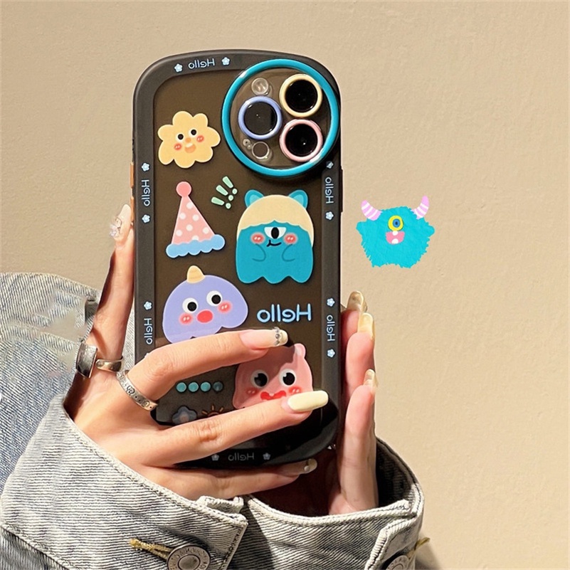 Soft Case Silikon Tebal Motif Monster Kecil Untuk iPhone 13 12 11 Pro Max SE 2020 Xr X Xs Max 7 8 Plus