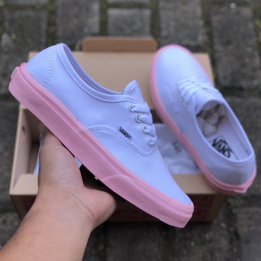 vans authentic white pink