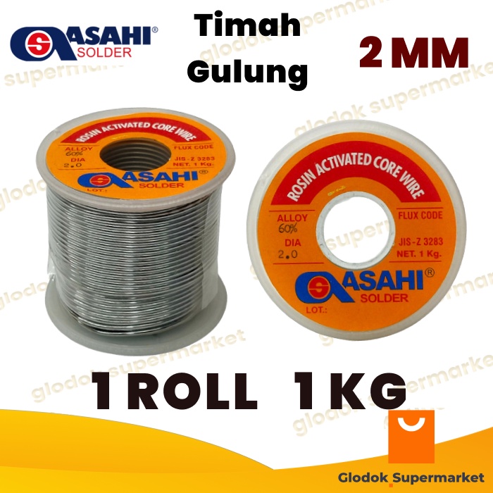 Timah Solder Asahi 2mm 1kg Timah Gulung 2 mm 1 kg Grade 60% Alloy