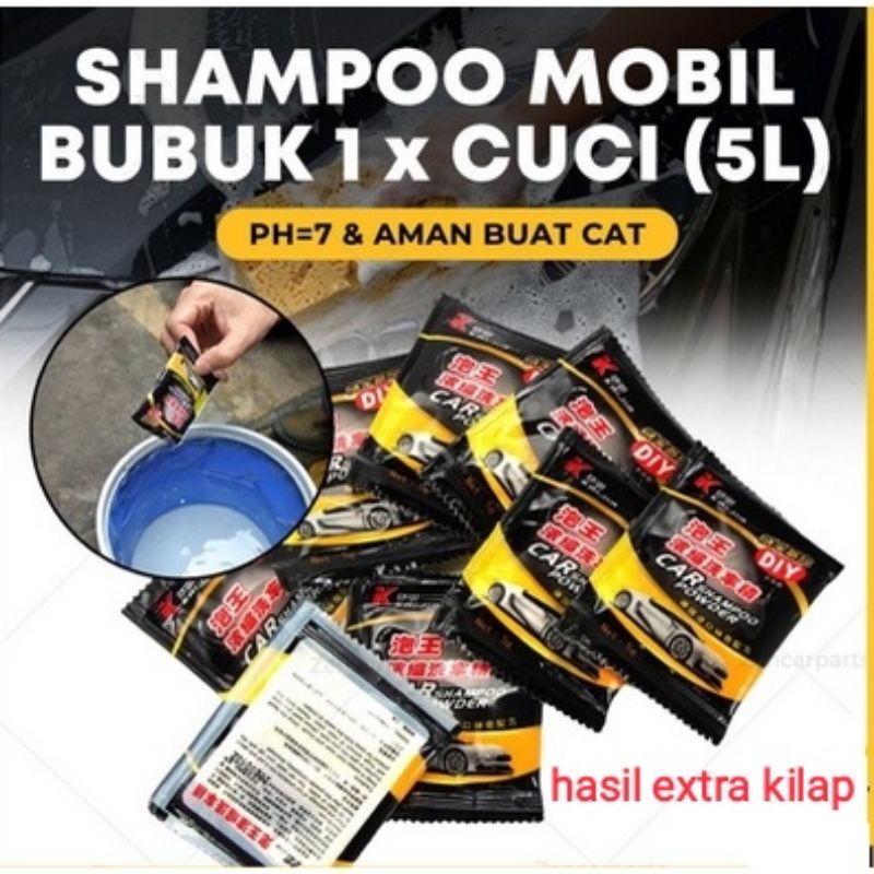 Shampoo Cuci Mobil Bubuk Sachet Super Busa Car Wash Soap Sabun 5gram 5L Air Shampoo Mobil Sabun Cuci Mobil Sabun Bubuk Cuci Kendaraan