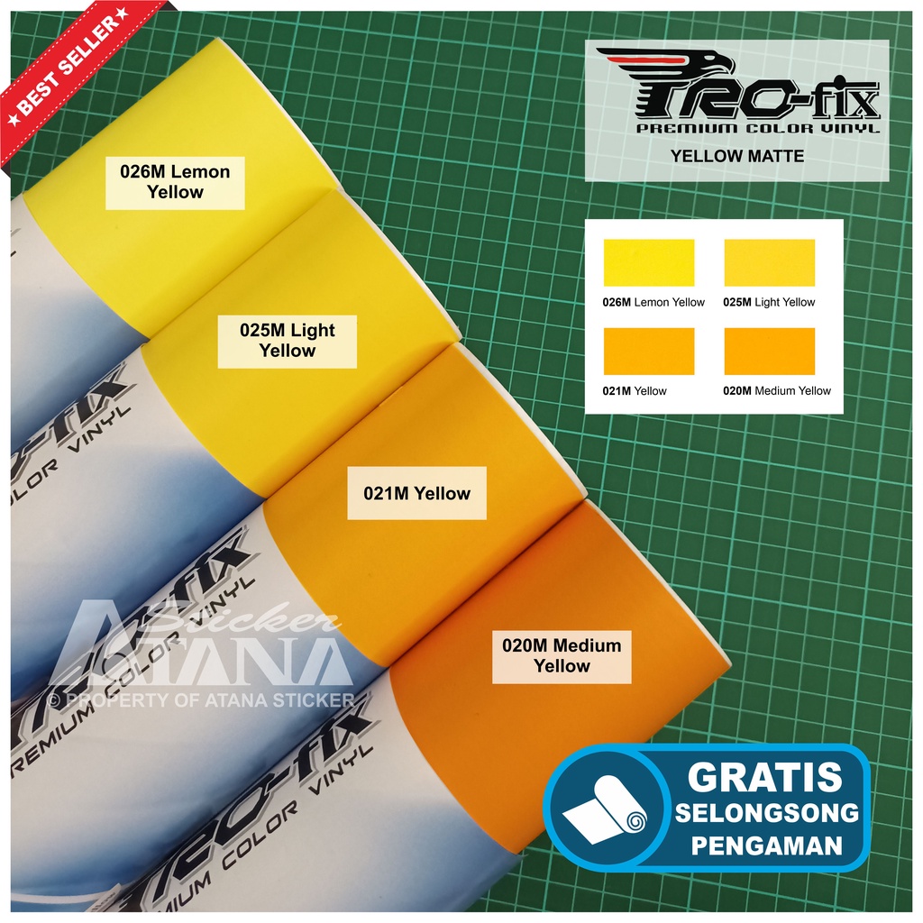 Skotlet Kuning Doff Stiker Yellow Dop Lemon Matte Decal Meteran Roll Body Sepeda Motor Matic Mobil T