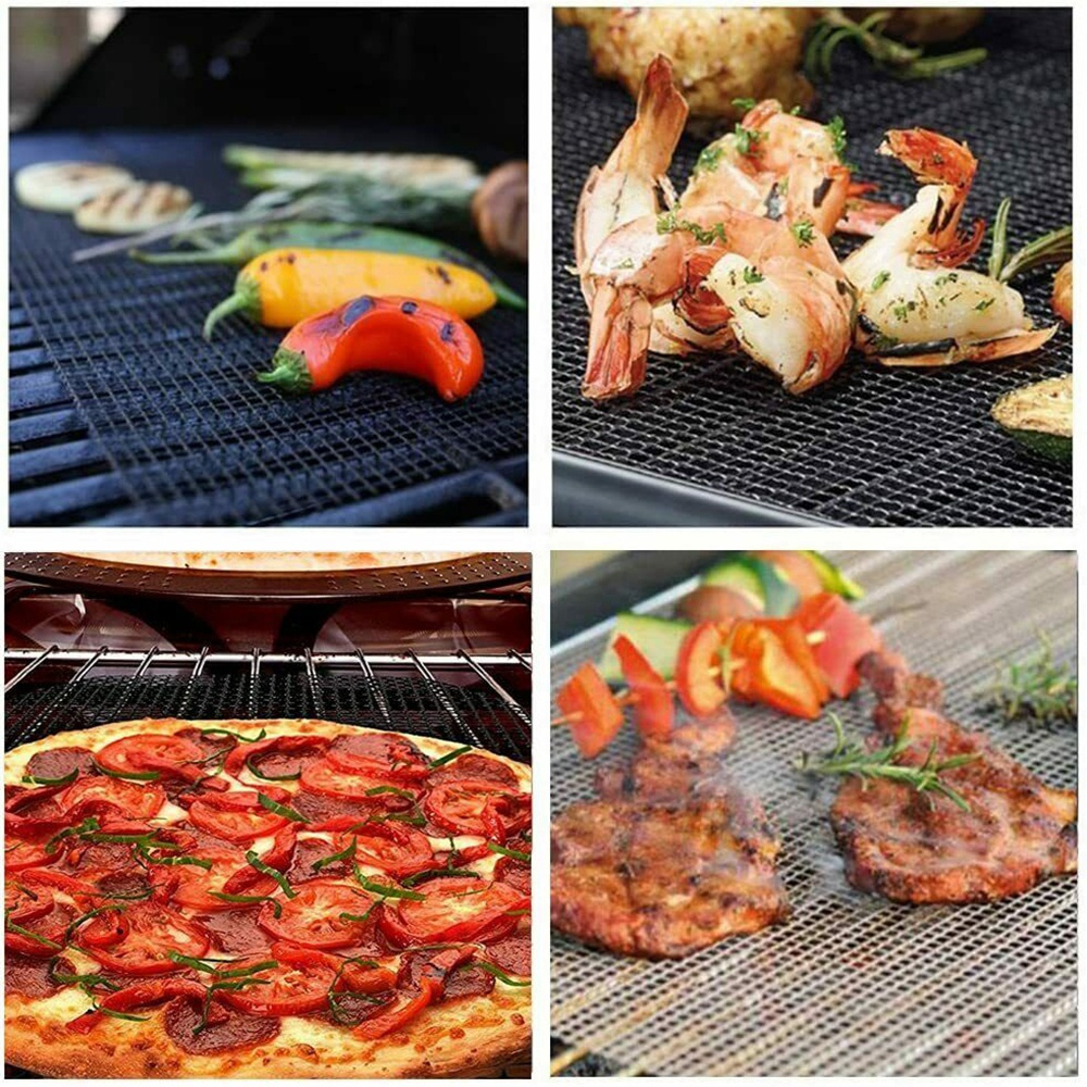 【COD Tangding】Reusable Cooking Baking BBQ Grill Mesh Non-Stick Mat Sheet Resistant Barbecue Meat