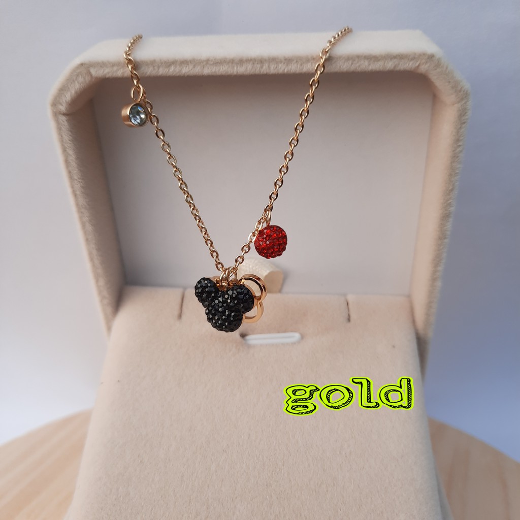 Gelang Tangan Rantai Titanium Minnie  Dengan Kristal Artifisial