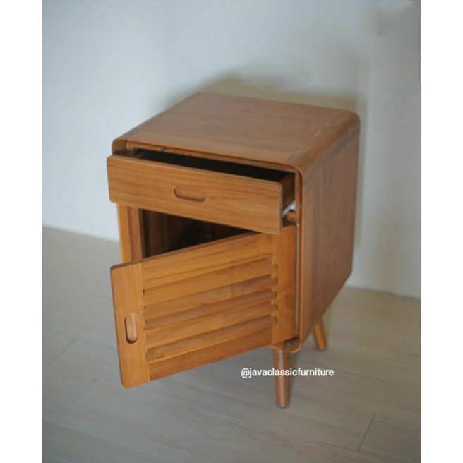 NAKAS RETRO MINIMALIS PUK LACI PINTU BUFET MURAH BAHAN KAYU JATI NATURAL-1