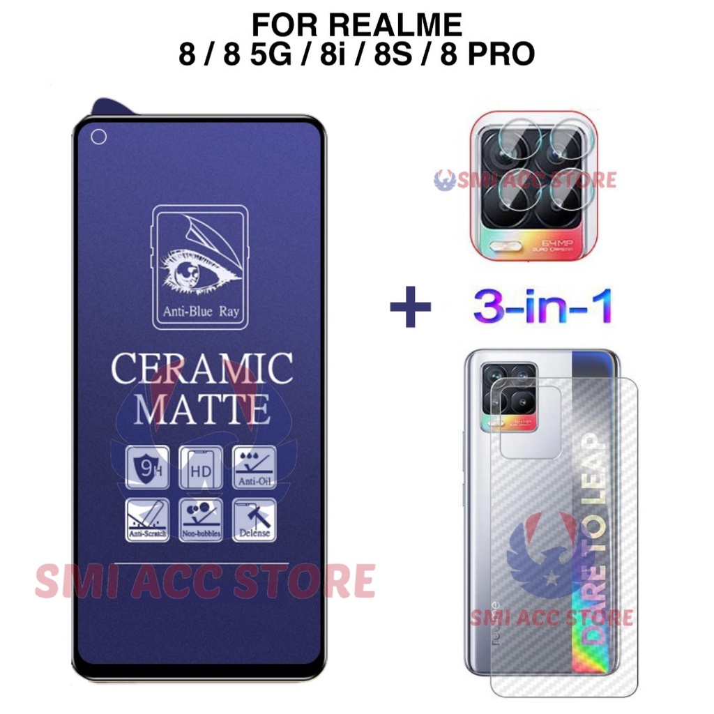 PAKET TG Realme 8 5G / Realme 8 / Realme 8i / Realme 8 Pro Tempered Glass Ceramic Anti Blue 9H Anti 