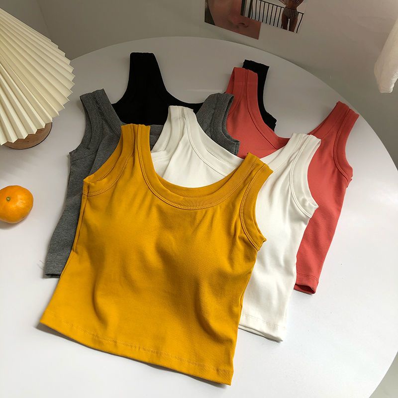 tanktop wanita dengan pad tank top with pad Korean style baju import