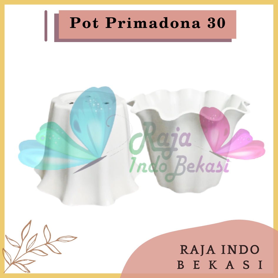 Rajaindobekasi Pot Shallom Primadona 30 Putih - Pot Bunga Plastik Putih Cantik Tebal Gelombang Bagus Pot Primadona 15 20 25 30 35 40 Putih Pink Hitam