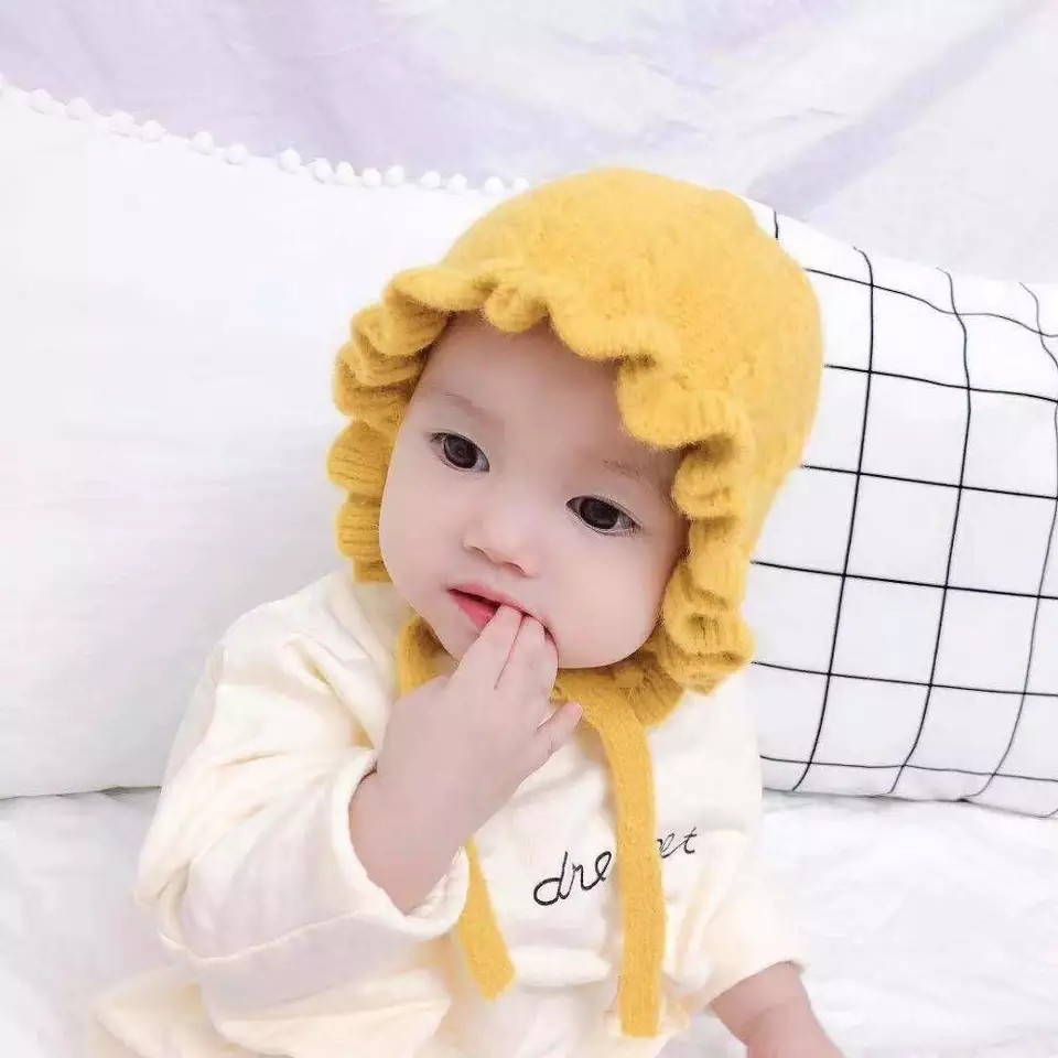 (Pimenova) Topi bonnet bayi topi dutch lady bayi topi bonet rajut anak..