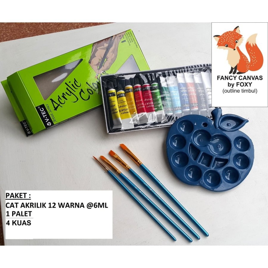 

UPDATE PAKET 2 : CAT 12 WARNA VTEC 6ML + 4 KUAS + 1 PALET