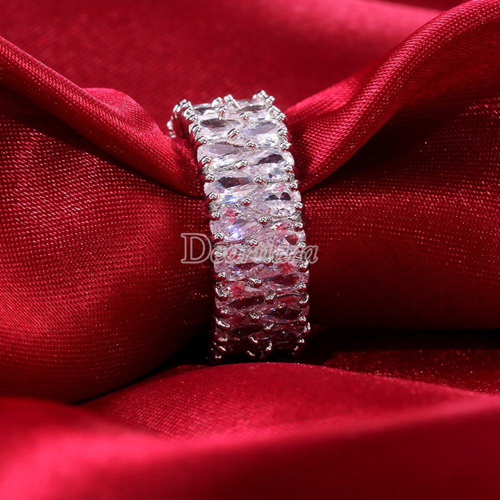 Fashion Double Row Drop-shaped Zircon Ring Accessories