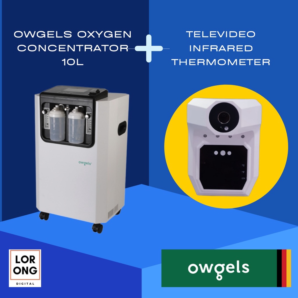 Owgels Oxygen Concentrator and Nebulizer 10L + TELEVIDEO Thermometer