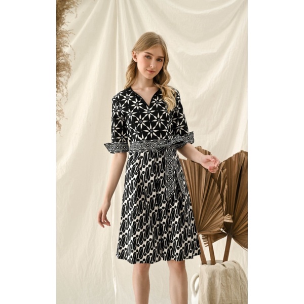 Dijual Dress batik merah  dress cheongsam batik  dress imlek  dress qipao - NAVY - 2500 Murah