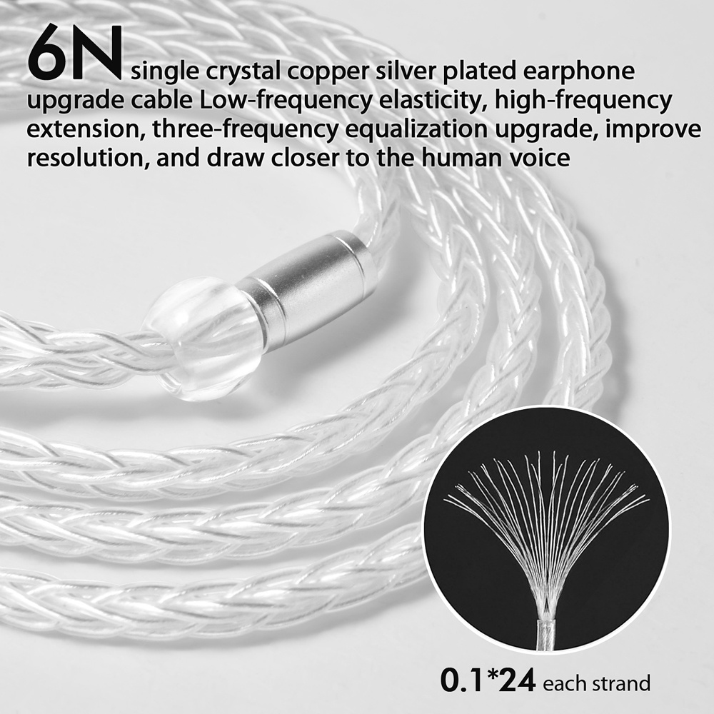 Girftu Kabel earphone 8 Strands 192 Cores 6N Tunggal Lapis Tembaga silver matte finish 0.78mmcx Konektor 3.5mm 4.4mm