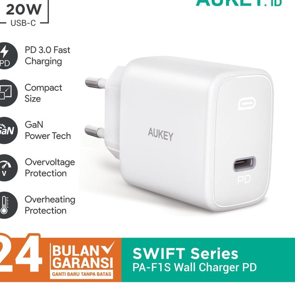 Dijamin Puas Aukey Wall Charger PA-F1S 20W Ultra Compact with PD 3.0