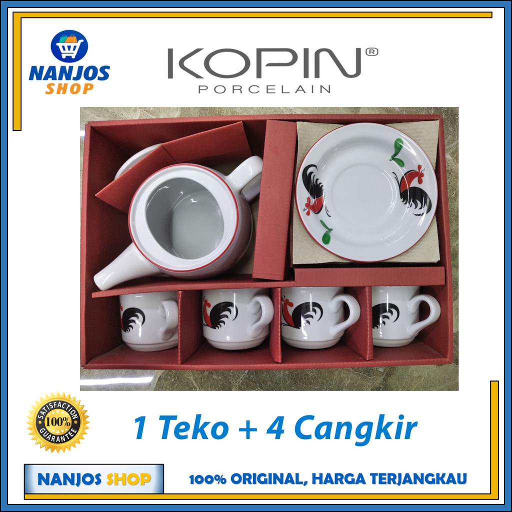 Kopin - Cangkir Teko Keramik Teh Tea Kopi Kopin Kukuruyuk Ayam Jago Set Kph 10