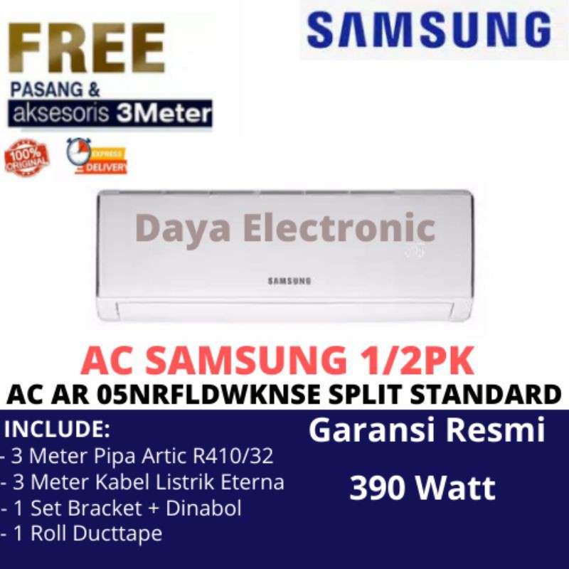 GRATIS PASANG AC 1/2 PK SAMSUNG AR 05NRFLDWKNSE AC SPLIT SETENGAH PK