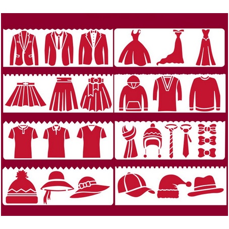 Plastic Stencil 15.5x5.5cm - Costume Theme (8pcs)