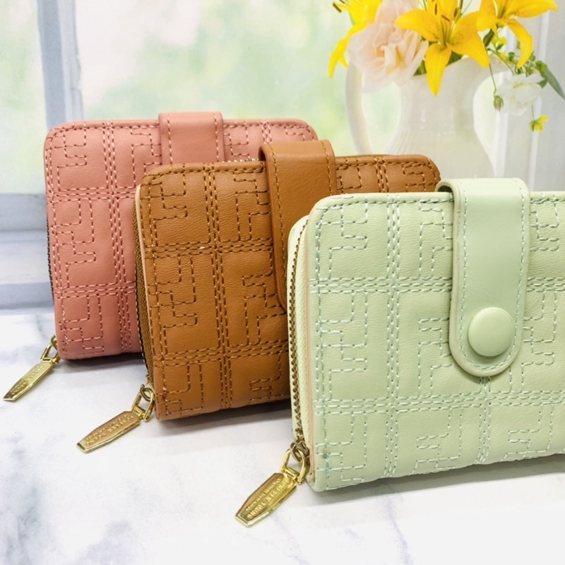 DOMPET KECIL WANITA IMPORT KANCING KECIL BORDIR KASUAL SIMPLE